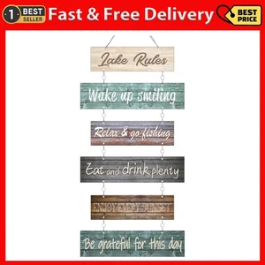 Lake Rule Wall Signs Lake House Decor Rustic Vintage Wall Art Lake House Gifts M - Picture 1 of 8