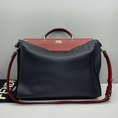 Fendi Peekaboo 黑色皮革大号公文包 Foto 1 de 4
