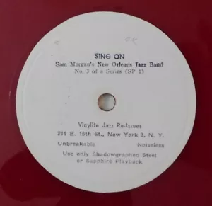 SAM MORGAN Sing On, Over In The Glory Land PRIVATE LABEL 78 red vinylite jazz - Picture 1 of 4