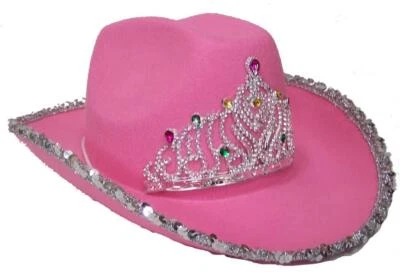 SOMBRERO VAQUERO TERCIOPELO ROSA CON TIARA vaquera western wear sombreros de concurso ropa de rodeo Foto 1 de 2