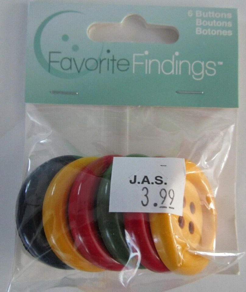 BUTTONS..6 BUTTONS ASSORTED COLORS - Image 1 of 1