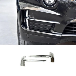 For BMW X5 F15 2014-2018 Bright silver Front bumper Fog Light Lamp Strip Trim - Picture 1 of 5