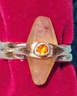 Yellow Saphire Double  Terminated Crystal + Orange Tourmaline Gold Filled Ring