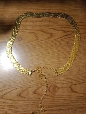 Collar Cinturón Malla Metal Tono Oro Claro Años 80 De Colección. Foto 1 de 4