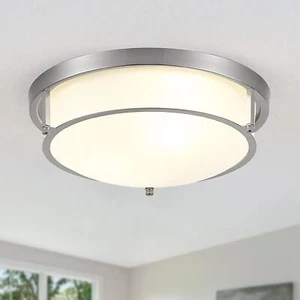 13 inch Flush Mount Ceiling Light 2-Light Modern Ceiling Light Brushed Nickel - Picture 1 of 6