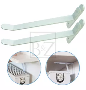 B&Z Energy Saving Radiator Shelf Brackets in White (Pair) - No Drilling Required - Picture 1 of 10