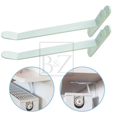 B&Z Energy Saving Radiator Shelf Brackets in White (Pair) - No Drilling Required - Image 1 of 4