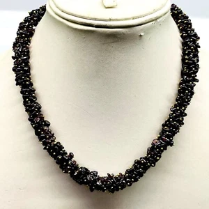Natural Garnet Boutique Designer Necklace Untreated Chips Beads 18 Inch Long - Picture 1 of 16
