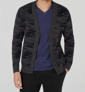 $60 American Rag Men's Gray Camouflage Cotton V-Neck Button Warm Cardigan Medium - Picture 1 of 2