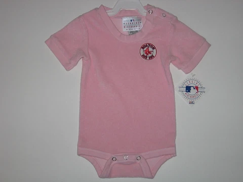 Boston Red Sox Pink Terry Cloth Baby Creeper With 3 Snap Inseam #1542 Cover