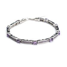 6x4mm Oval Cut Purple Amethyst Sterling Silver Friendship bracelet Jewelry