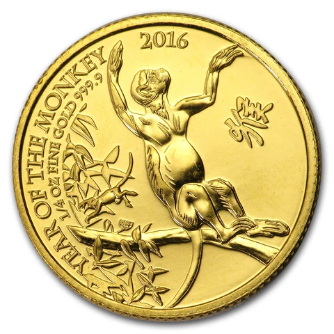 2016 Great Britain 1/4 oz Gold Year of the Monkey BU - SKU #151054 Cover