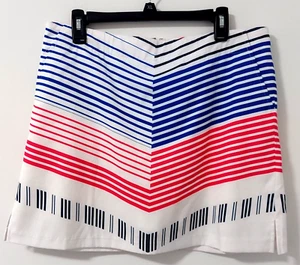 Lady Hagen Golf Skort Skirt Shorts 12 Pink Blue White Striped Back Zip - Picture 1 of 12