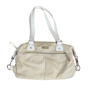 Stone Mountain Purse Handbag Beige White Double Handle Leather - Picture 1 of 12
