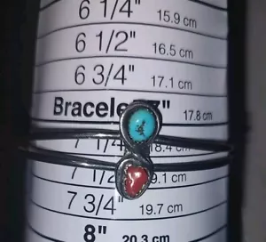 Vintage Turquoise And Coral Bracelet Sz7.5 800 GK - Picture 1 of 2