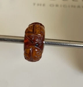 Trollbeads Engraved Amber OOAK Unuque Jumbo Bead - Picture 1 of 4