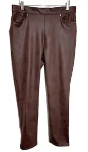 DG2 by Diane Gilman High-Rise Coated Knit Bootcut Lean Jean Brown Size Large - Picture 1 of 7
