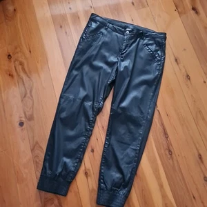 Women's size 14 'WITCHERY' Gorgeous black faux leather look jogger pants - EUC - Picture 1 of 7