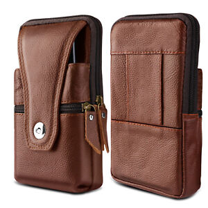 Cell Phone Pouch Belt Waist Bag PU Leather Loop Holster Case Zip Wallet Cover