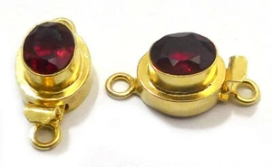 2 Pcs Red Garnet Box Clasp 1 Strand 18k Gold Plated Jewelry Making cx-232 - Picture 1 of 3