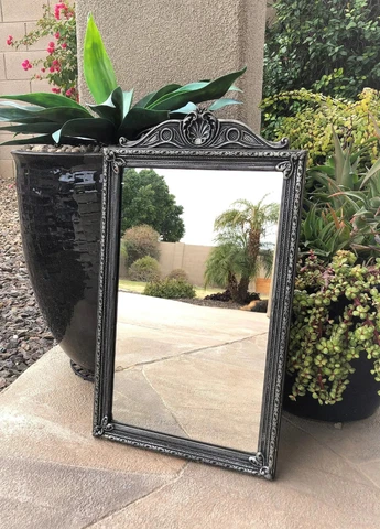 Vintage Wood Wall Mirror Decorative Antique Rectangular Bathroom Cover