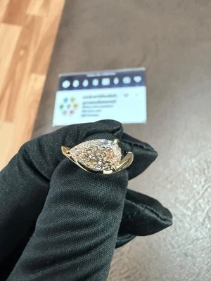 1.50 Pear Lab Grown Diamond Ring For Engagement IGI Certified 14KT GOLD Pink - Image 1 of 4