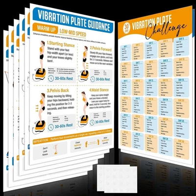 8 Piezas Placa Vibración Máquina de Ejercicio Póster Guía de Entrenamiento 6 Plataformas de Vibración Foto 1 de 4
