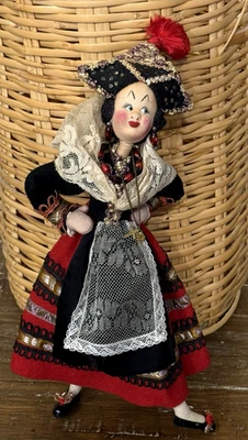 Vintage Spanish Klumpe Roldan Doll Cloth Lady Dancer 1950s Rosary Beads 12 inch - Image 1 of 4