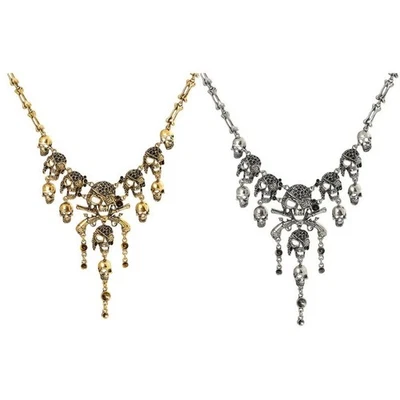 Gargantilla esqueleto vintage gótica punk pirata calavera collar para mujer joyería de moda Foto 1 de 4