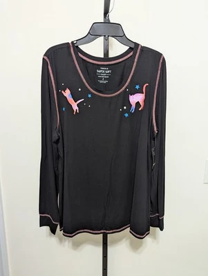 Футболка Torrid Plus Black Galaxy Space Cat Stars супермягкая пижама для сна 2X - Изображение 1 из 4