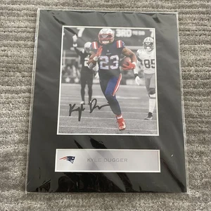 New England Patriots Photo Autograph Pre Printed NFL Football Kyle Dugger Matted - Picture 1 of 5