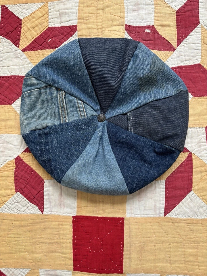 Gorra Denim Newsboy Vintage Años 60 70 Patchwork Panadero Sombrero Estilo Hippy Talla Mediana Foto 1 de 4