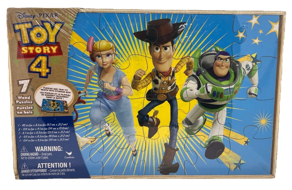 Disney Pixar Toy Story 4 - 7 Rompecabezas de Madera y Caja de Almacenamiento Juego Set ¡NUEVO! Foto 1 de 2