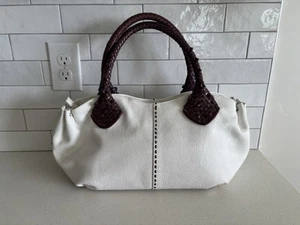 Cartera Paolo Masi Italiana Cuero Genuino Crema Boho Marrón Tejida Correas - Imagen 1 de 11