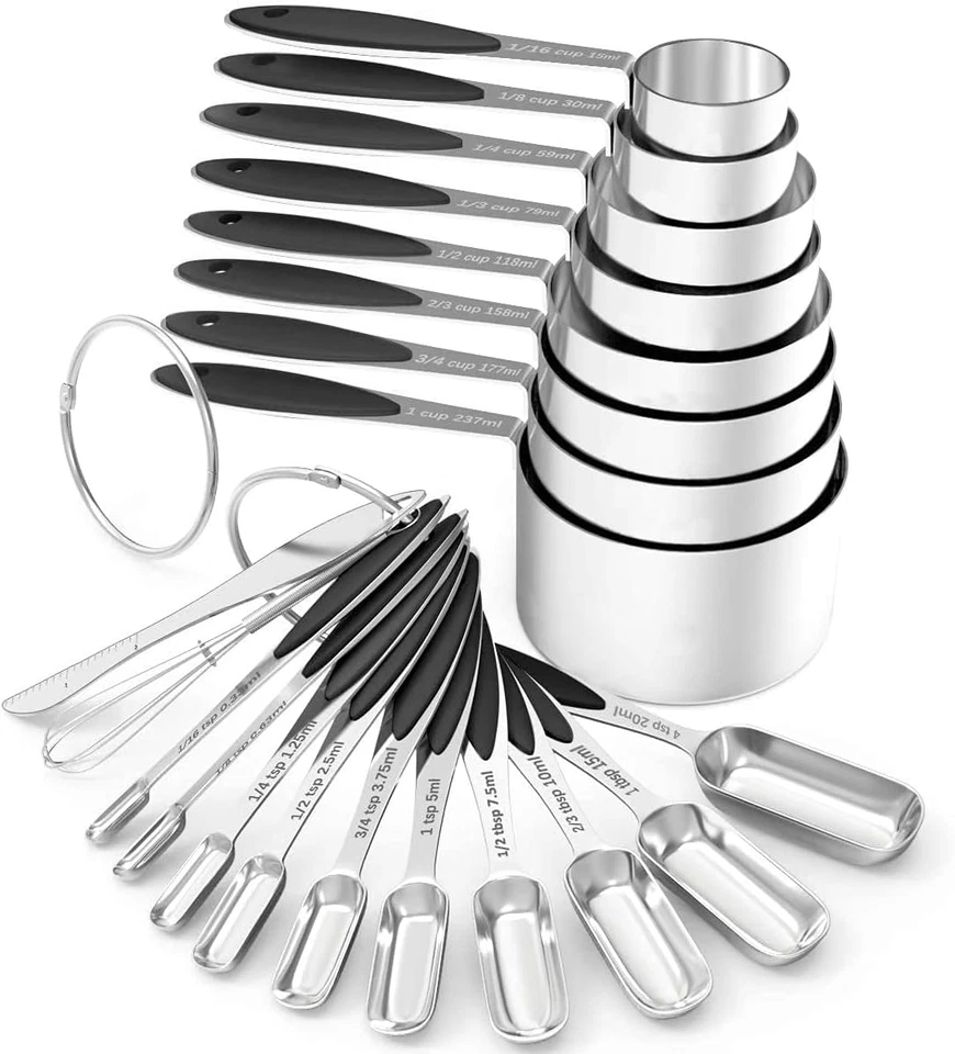 Measuring Cups and Spoons - Wildone Stainless Steel 20 Piece Stackable Set Incl