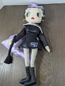 Vintage '99 Betty Boop Puppe Halloween Hexe Magie Umhang Besen schwarze Katze skurril 17 Zoll - Bild 1 von 16