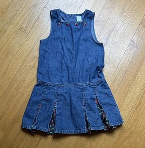 Gymboree Vintage Girls Denim Cherry Dress Size~ 9 - Picture 1 of 1