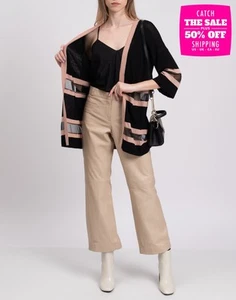 RRP €200 LIU JO Open Front Cardigan Size XS Lightweight Sheer Inserts Striped - Picture 1 of 8