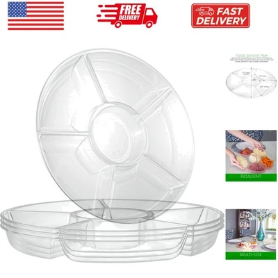 6 bandejas/platos de plástico redondos seccionales transparentes paquete de 2 Foto 1 de 4