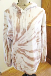Dance & Marvel Women's Cream & Brown Camo Hoodie, Long Sleeve, Pockets, Size M - Picture 1 of 13
