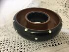 UNUSUAL STUDIO POTTERY POSY / FLOWER RING Two-Tone Brown White Spots 5.5