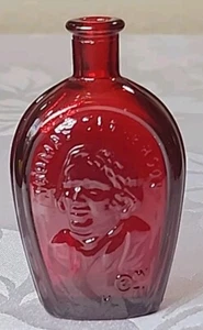 Vintage MINI RUBINROTE GLASFLASCHE FLASCHE THOMAS JEFFERSON MINIATUR Präsident - Bild 1 von 9
