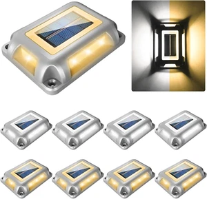 Solar Deck Lights Driveway Dock Lights- 8 Packs Waterproof 1200Mah Solar Powered - Picture 1 of 9