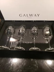 Galway Irish Crystal Wine Glasses -Set Of 4 - Etched Belleek NIB - Picture 1 of 2