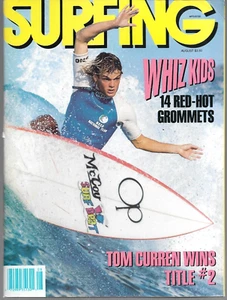 SURFING Mag  Aug 1987 - GEORGE HULCE cvr - 14yr Old KELLY SLATER - Poster Intact - Picture 1 of 1