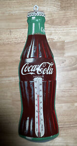 VINTAGE 1960’s? COCA COLA BOTTLE TIN LITHO ADVERTISING THERMOMETER BY TRU TEMP