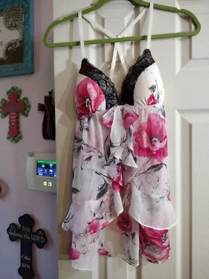 APT. Camisón 9 INTIMATES Rosa Blanco Katie's Floral Para Mujer Pequeño Chemise Nuevo con Etiquetas Foto 1 de 4