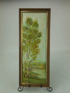 1976 Tackett Oil Painting Trees River Bank 17 1/2" x 7" - Picture 1 of 10