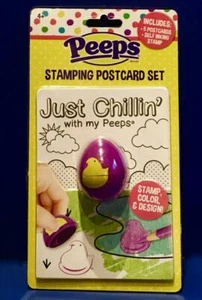 NUEVO JUEGO DE POSTAL PEEPS JUST BORN PLÁSTICO HUEVO DE GALLINA ESTAMPADO RELLENO CESTA DE PASCUA - Imagen 1 de 1