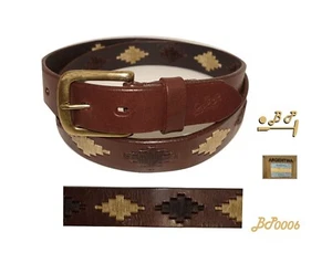 Polo Belt Hand embroidery in Leather,the best artisan quality, BP0006 - Picture 1 of 5